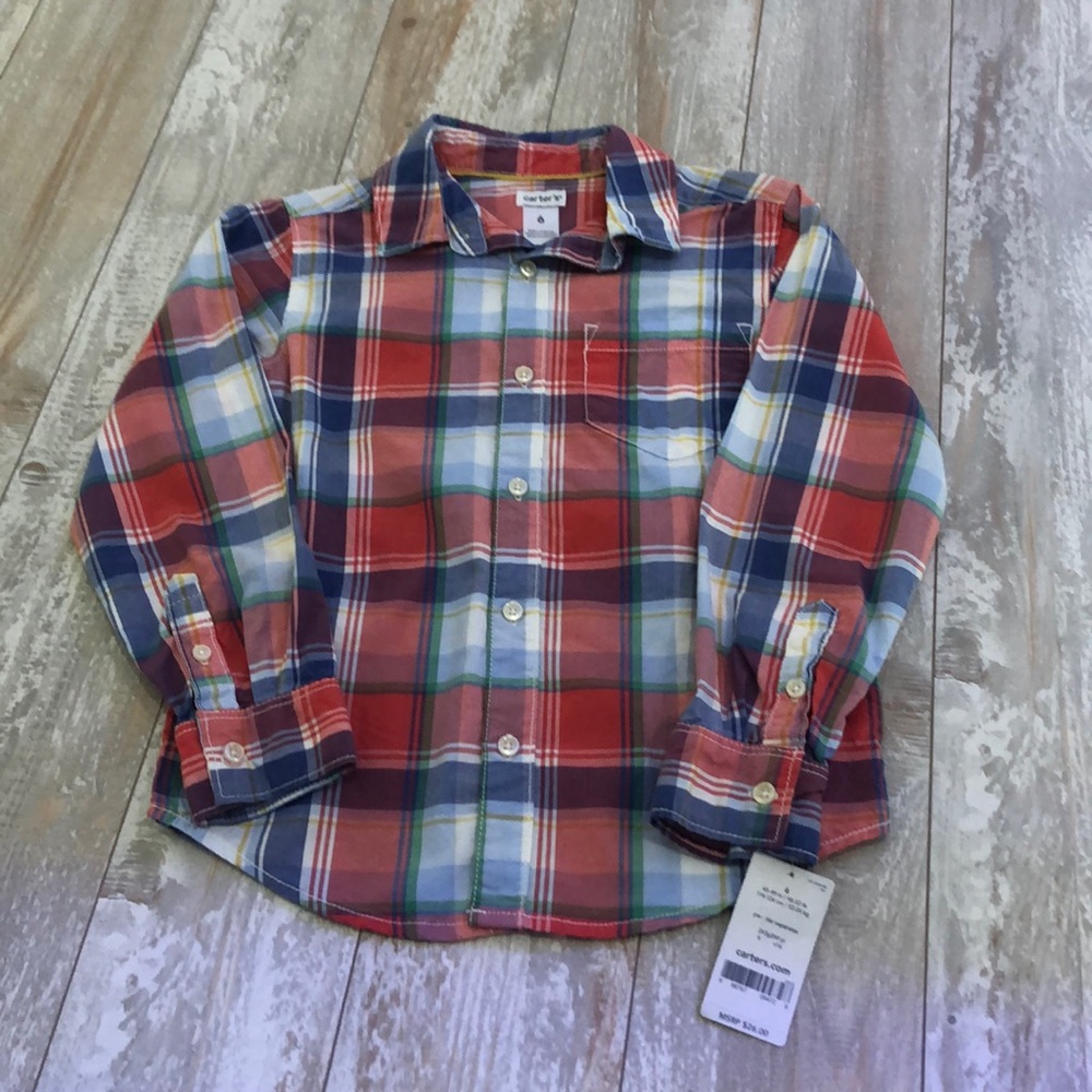 NWT Carter’s plaid button down size 6